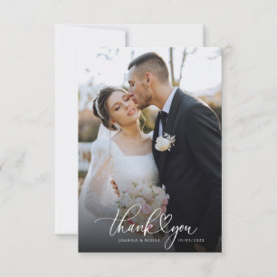 Carte De Remerciements Mariage Typographie Script Cœur