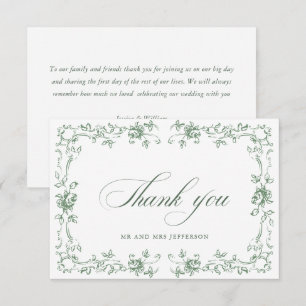 Carte De Remerciements Mariage vert de la saison florale de la Renaissanc