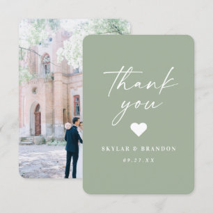 Carte De Remerciements Mariage vert pour feuille de ressort de couleur so