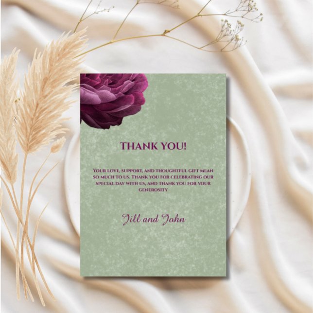 Carte de Remerciements Mariage Vert Sauge (Créateur téléchargé)