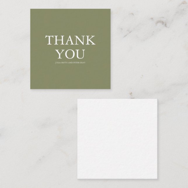 Carte de remerciements Mariage vert simple (Devant / Derrière)