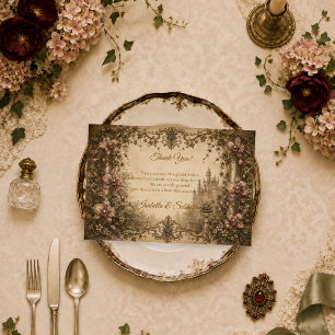 Carte De Remerciements Mariage Vintage aux Orchidées Envoûtantes
