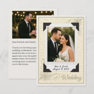 Carte de remerciements Mariage vintage de style Sc