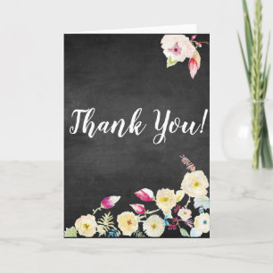 Carte De Remerciements Mariage Vintage Floral Rustique Chalkboard