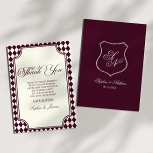 Carte De Remerciements Mariage Vintage Ivoire Vin Luxe Ancien
