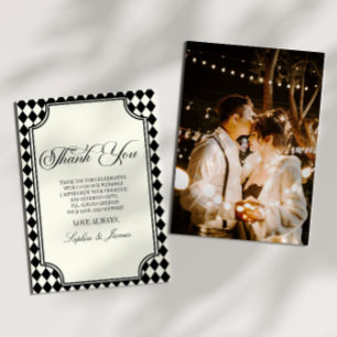 Carte De Remerciements Mariage Vintage Luxueux Noir Ivoire Vieille Fortun