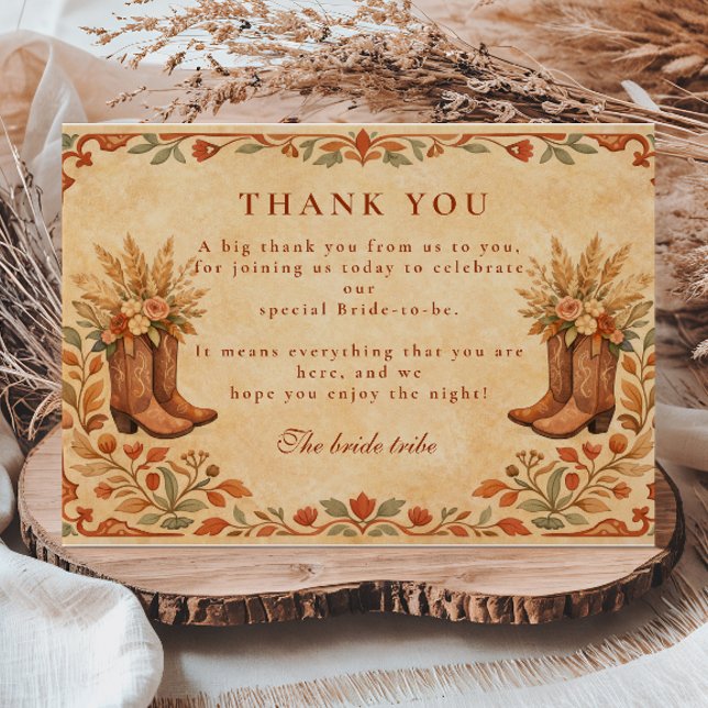 Carte De Remerciements Mariage Western Rustique pour la Future Mariée (Créateur téléchargé)