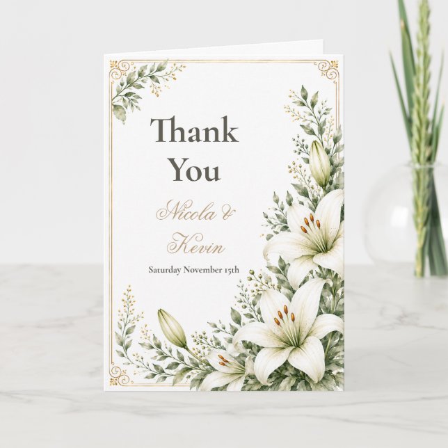 Carte De Remerciements Mariage White Lily (Devant)