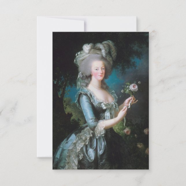 Carte De Remerciements Marie Antoinette avec Rose par Elisabeth Le Brun (Devant)