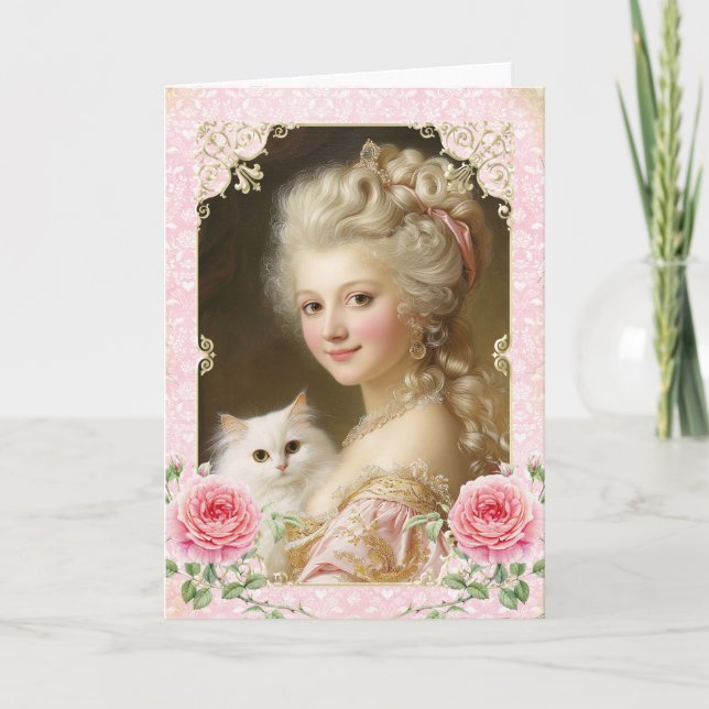 Carte De Remerciements Marie Antoinette,French,Paris,cat,portrait,カード (Devant)
