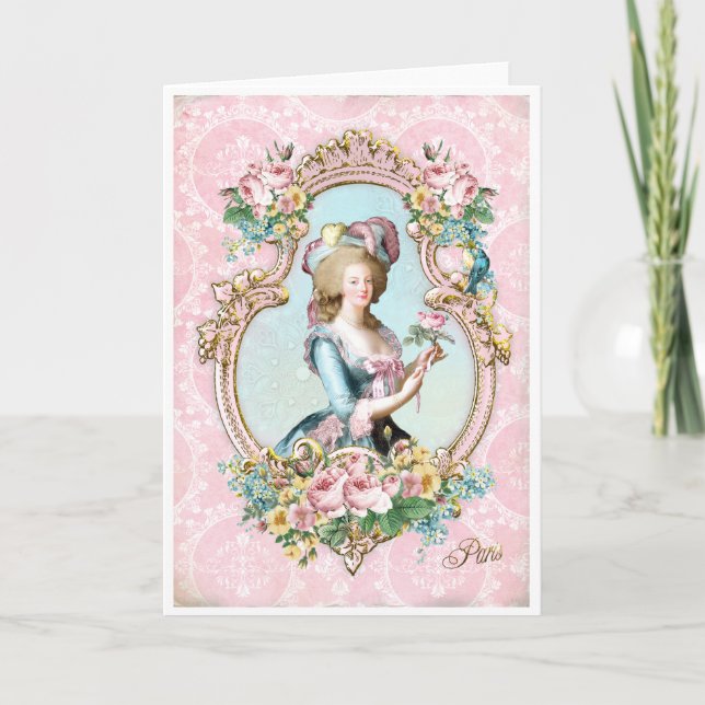 Carte De Remerciements Marie Antoinette French Paris rose portrait カード (Devant)