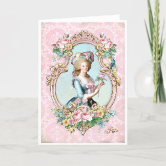 Carte De Remerciements Marie Antoinette French Paris rose portrait カード