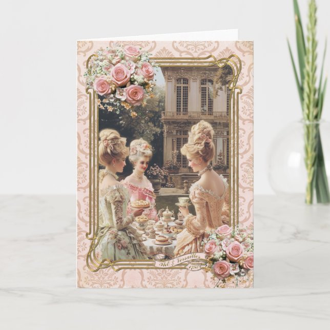 Carte De Remerciements Marie Antoinette,French,Paris,tea,cake,roses 招待状 (Devant)