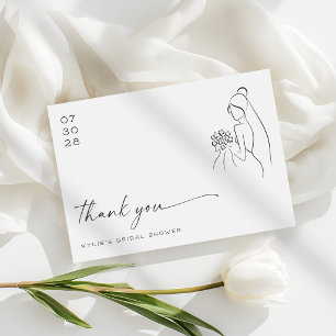 Carte De Remerciements Mariée adorable dessinée Fête de mariage moderne