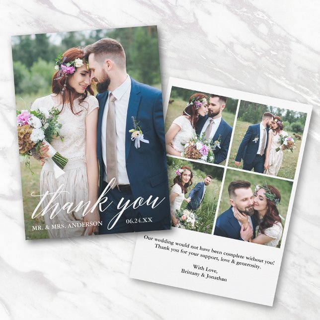 Carte De Remerciements Mariée et Mariage photo Groom 5 (Customize to change your personalized text size or text style.)
