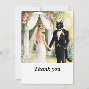 Carte De Remerciements Mariée et salle de chat le jour du mariage