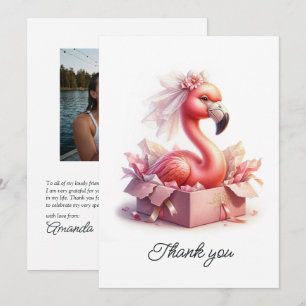 Carte De Remerciements Mariée Flamant Rose Photo de l'Enterrement de Vie