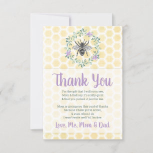 Carte De Remerciements mariée maman à un baby shower plat à thème