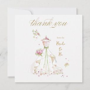 Carte De Remerciements Mariée Rouge de la Mariée à Être en Fleur