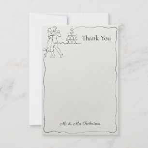 Carte De Remerciements Mariés Danseurs Minimalistes Ligne d'Encre Art