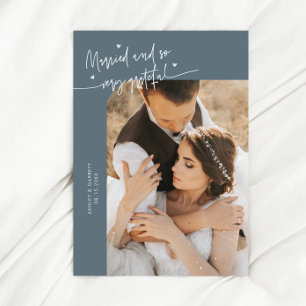 Carte De Remerciements Mariés et reconnaissants faire part de mariage pho