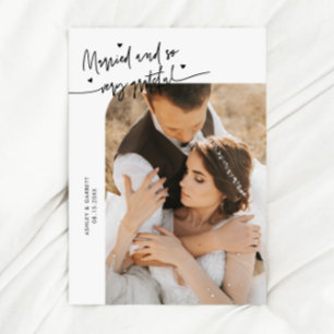Carte De Remerciements Mariés et reconnaissants Photo de mariage Blanc