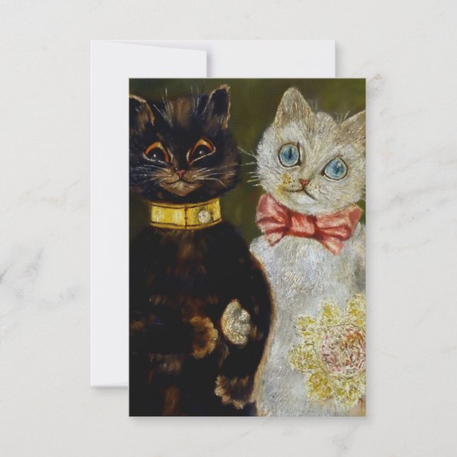 Carte De Remerciements « Mariés » par Louis Wain (Devant)