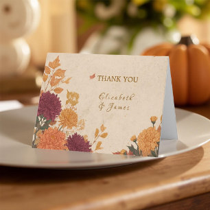 Carte De Remerciements Marigold Bordure Rustique Boho Automne Mariage Flo