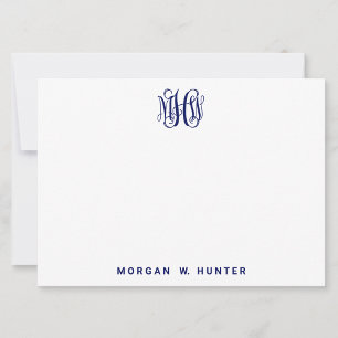 Carte De Remerciements Marine 3 Monogramme Initial de Vigne Script DIY Fo