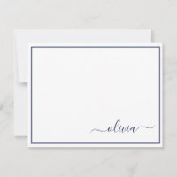Marine Bleu Blanc moderne Script Girl Monogramme N
