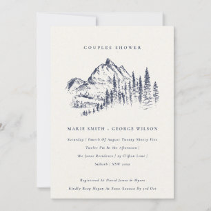 Carte De Remerciements Marine Pine Mountain Sketch Couples Douche Invitat