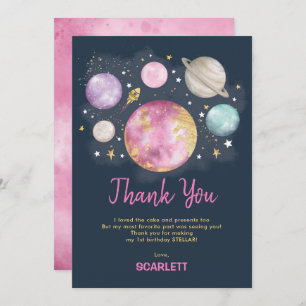Carte De Remerciements Marine rose Gold Espace extra-atmosphérique Galaxi