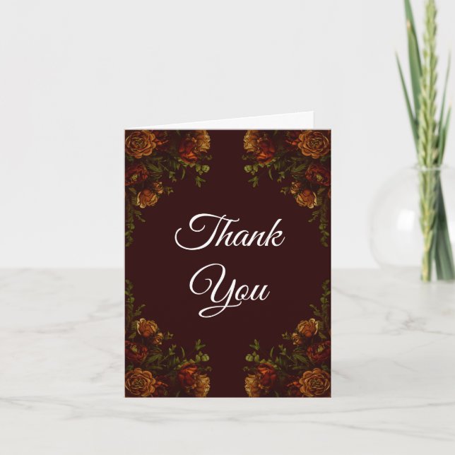 Carte De Remerciements Maroon orange mariage de automne (Devant)