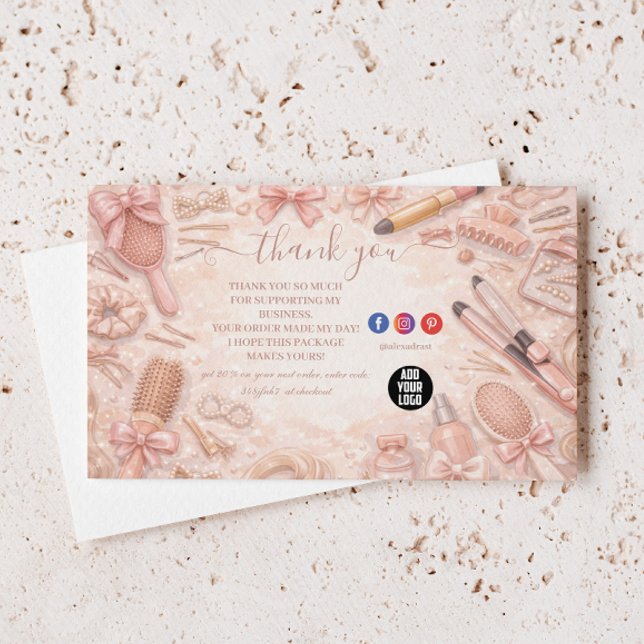 Carte De Remerciements Marque de coiffeur florale romantique (Créateur téléchargé)