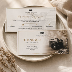 Carte De Remerciements Marque de photographie vintage Studio élégant