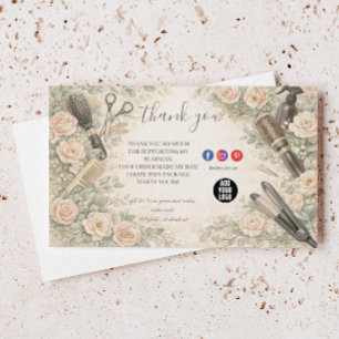 Carte De Remerciements Marque de styliste capillaire à l'aquarelle floral