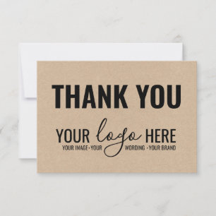 Carte De Remerciements Marque d'entreprise Logo d'entreprise Noir Kraft M