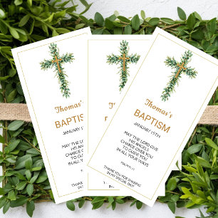 Carte De Remerciements Marque-page de baptême avec feuillage d'eucalyptus