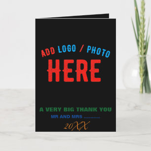 CARTE DE REMERCIEMENTS MARQUE PERSONNALISABLE NOIRE VERIFIEE DE STYLE MOD
