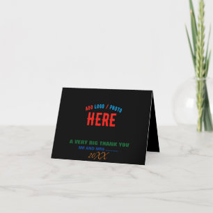 CARTE DE REMERCIEMENTS MARQUE VERIFIEE NOIRE PERSONNALISABLE MODERNE ET C
