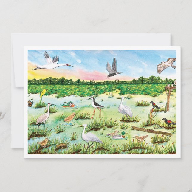 Carte De Remerciements Marsh Wetlands Flat Greeting Card (Devant)