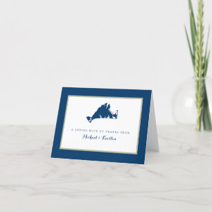 Carte De Remerciements Marthas Vineyard Blue Map avec Mariage de coeur