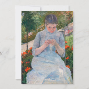 Carte De Remerciements Mary Cassatt - Jeune fille cousant dans un jardin