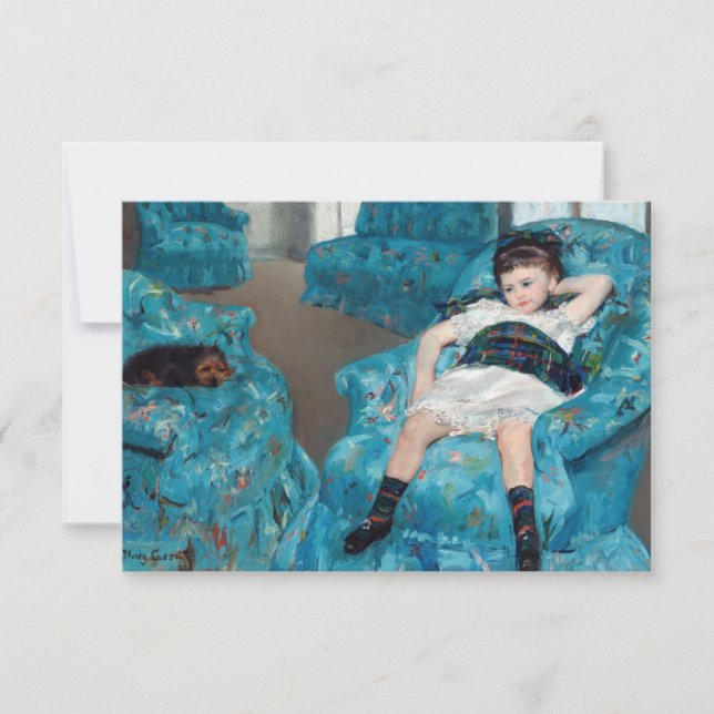 Carte De Remerciements Mary Cassatt - Petite Fille dans un fauteuil bleu (Devant)