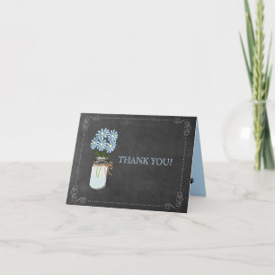 Carte De Remerciements Mason Jar avec Fleurs Typographie Vintage
