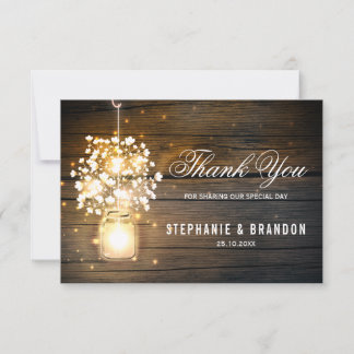 Carte De Remerciements Mason Jar brillant Lights floral