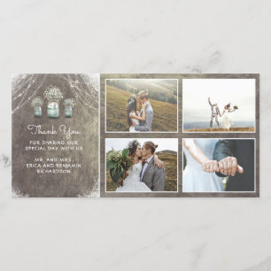 Carte De Remerciements Mason Jars et le Mariage rustique de la respiratio