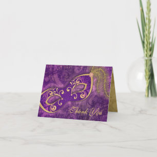 Carte De Remerciements Masque de Bal Masqué Remerciements Mariage Violet