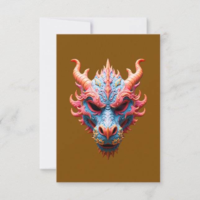 Carte De Remerciements Masque de dragon Aurore (Devant)