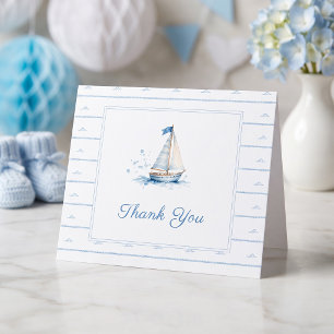 Carte De Remerciements Matelot C'est un Garçon Baby Shower Bateau à Voile